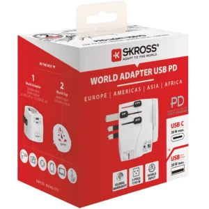 Skross - Världsreseadapter PRO Light USB AC30PD World PD 30W Jordad